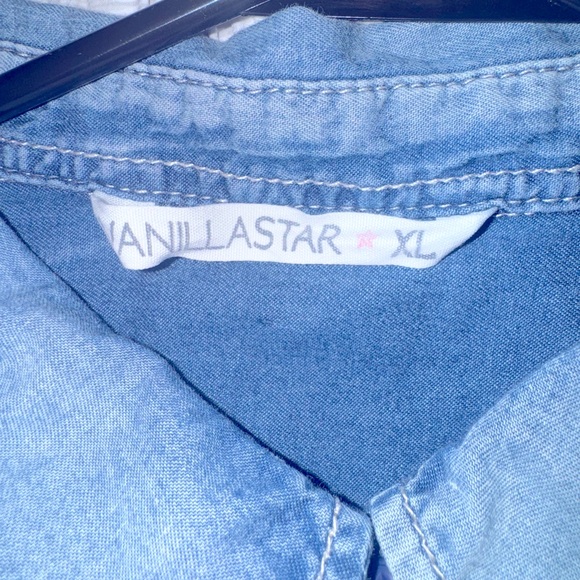 Vanilla Star Light Blue Denim button-down Shirt, PTP 26” - Picture 3 of 3